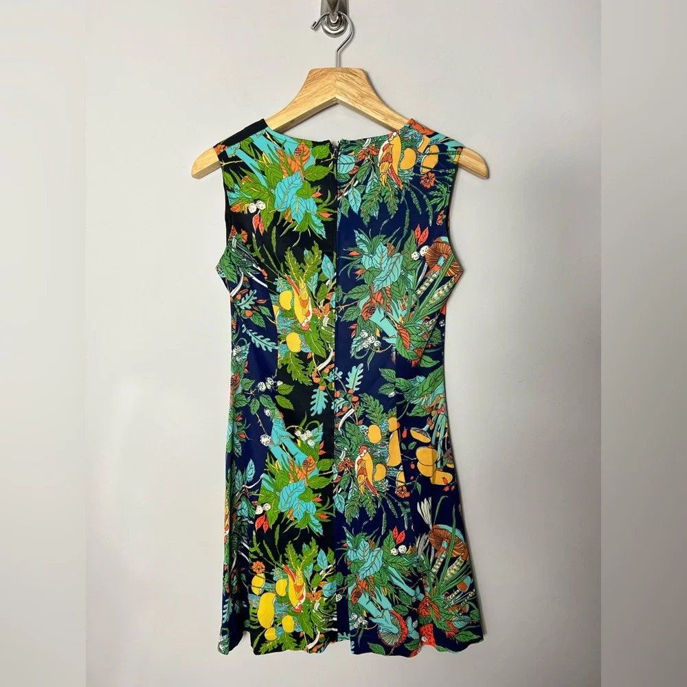Vintage Mushroom Fungi Floral Bird Print Dress Sleeveless Size Medium - Picture 10 of 12